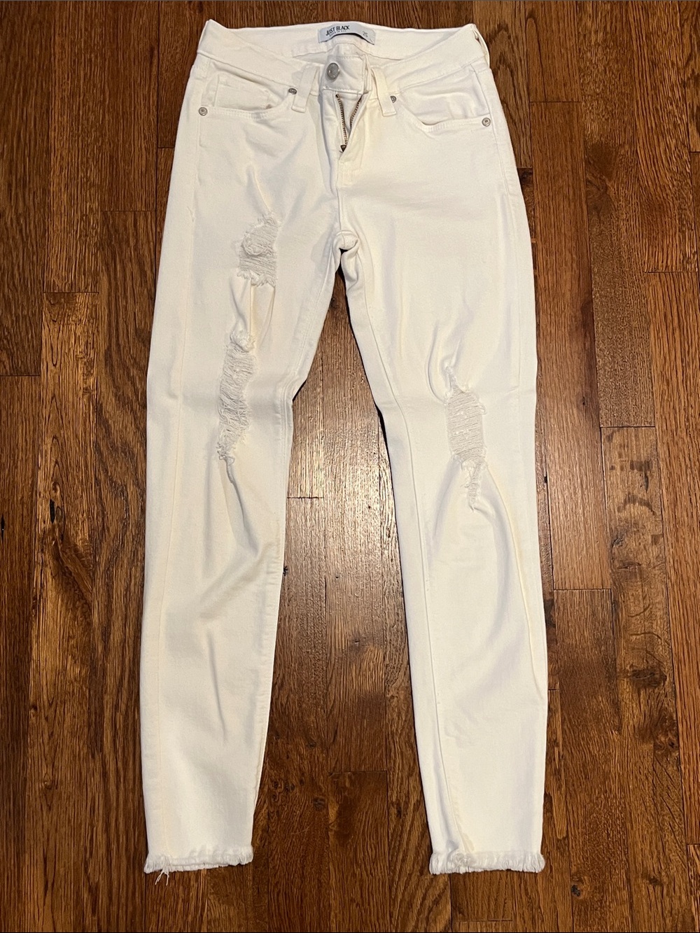 Just Black White Distressed Skinny Jeans
